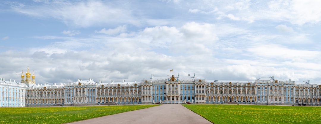 a large building with a walkway in front of it